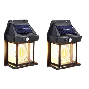 2Pack Outdoor Solar Tungsten Wall Light with Motion Sensor Powerful Waterproof IP65 Garden Solar Outdoor Light Led Decoration Wireless DecorativeLamp for  Patio Outdoor Deck Porch Barn Balcony