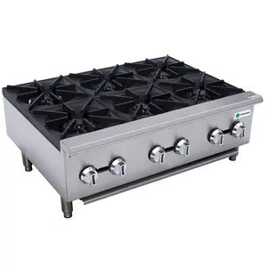 Robertshaw Heavy-Duty Countertop Gas Range with 6 Burners Manual Controls & Adjustable Legs ETL Certified for Commercial Cooking