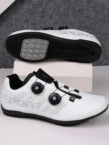 Unisex PU Leather Cycling Shoes, Quick Lock Dual Buckle, Breathable Design, Sporty Style, All-Season Use, Daily Exercise & Commute