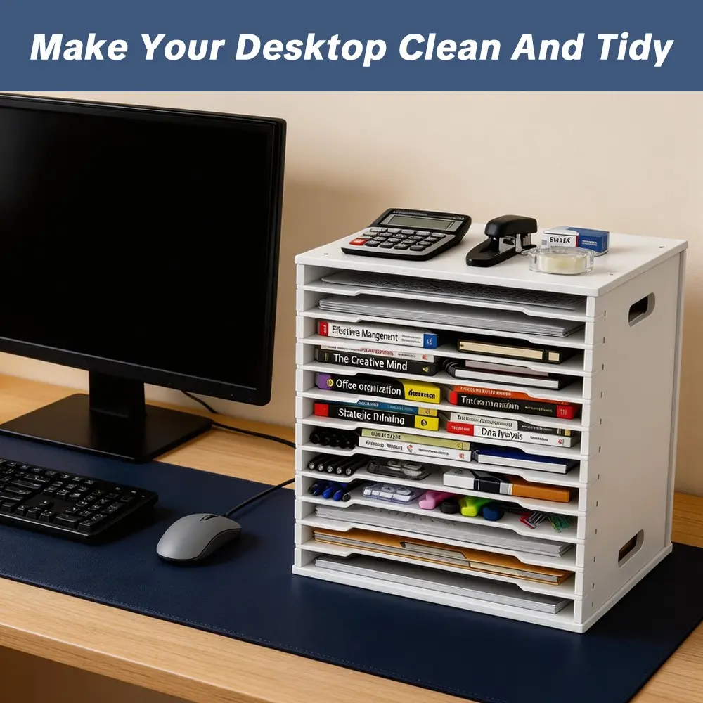 File Rack Storage Box File Frame Book Stand Multi-Layer Document Holder Display Shelf A4 Paper Multifunctional Organizer Desk Organizer Tidy Desk Accessories Office Organizer Work Organizer Office Supplies