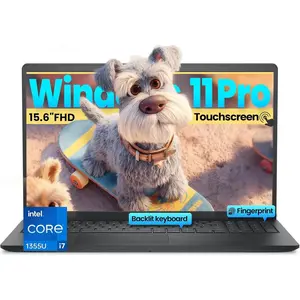 Dell Laptop DC15250 15.6 Inch FHD Touchscreen for Business & Student - Intel 10 Core i7-1355U (Up to 5.0 GHz), 32 GB RAM, 1 TB SSD, Backlit Keyboard, Fingerprint Reader, Wi-Fi 6, Windows 11 Pro