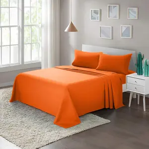 Soft Microfiber Bed Sheet Set 4-Piece with Deep Bedding - King, Orange