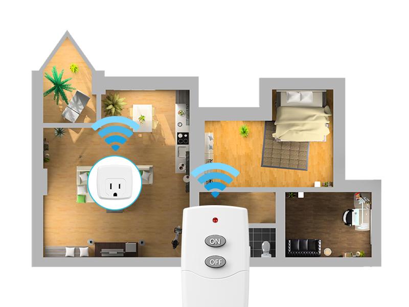 HBN Remote Control Outlet with 100FT RF Signal, Wireless On Off Switch Plug for Household Appliances, Battery Included, 15A/1875W(1 Outlet + 1Remote)