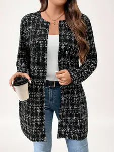 Women's Plus Size Open Front Cardigan Coat, Stylish Outerwear for Everyday Wear, Comfortable and Versatile Ladies' Jacket