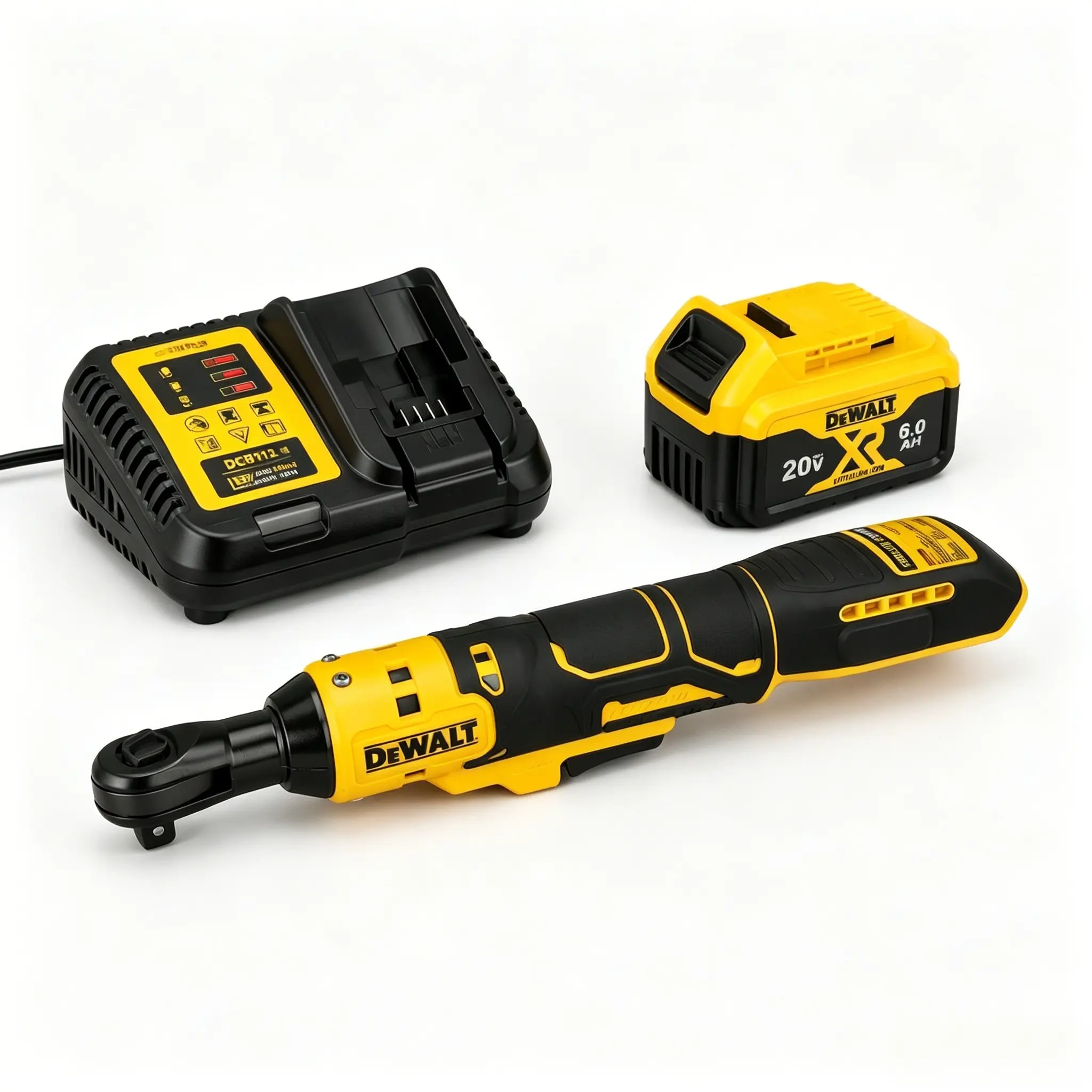 DEWALT DCF512 20V MAX XR Atomic Series Brushless Cordless Ratchet Wrench, 1/2-Inch Square Drive, 95nm Max Torque, 2500 rpm Free Speed, Compact Slim Head for Tight Spaces, Fast Charger & 5.0ah Lithium-Ion Batteries, Automotive Repair Tool, Diy, Brushless M