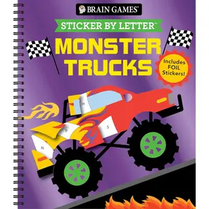 Brain Games - Sticker by Letter: Monster Trucks: Includes 1 Foil Sticker Sheet to Complete Each Image!