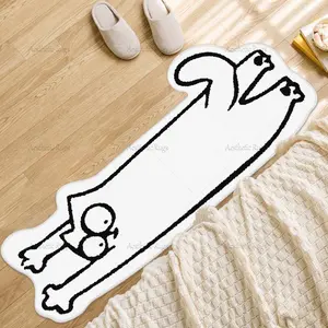 Nordic Style Cat Carpet Rug, Soft Plush Long Strip Mat for Bedroom Bedside, Comfortable Thickened Foot Pad for Living Room Closet