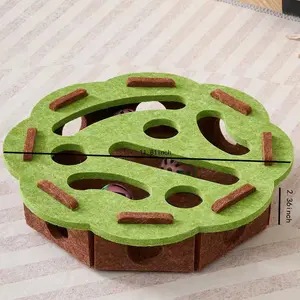 #gift for cat people#Eco-Friendly Cat Scratcher Toy with Interactive Balls KittenLounge Furniture Protector Multipurpose Cats Play Board forPlaying Clawing Square Design Green & Yellow Felt SisalMaterial Compact Size 30cm