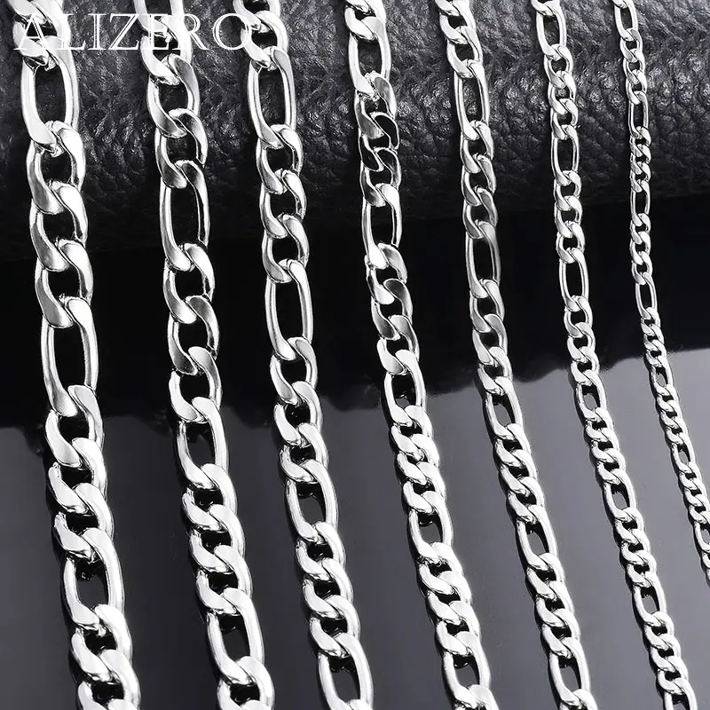 925 Sterling Silver Necklace 2-12mm Width 40-75cm Long Chain Lobster Clasp Men and Women Engagement Jewelry