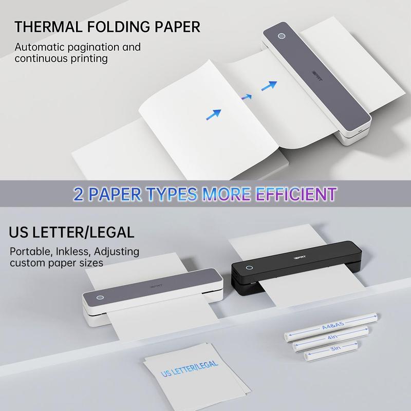 iDPRT Inkless Portable Printers Wireless for Travel, MT610 Pro Bluetooth Thermal Printer Compatible with Phone & Laptop,Support 8.5'' x 11'' US Letter & A4, Inkless Mobile Printer for Office, Home, School Wifi