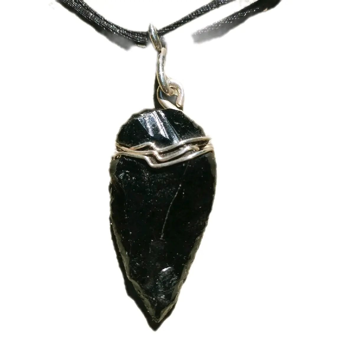 Obsidian Arrowhead Necklace in Sterling Silver - Adjustable Length