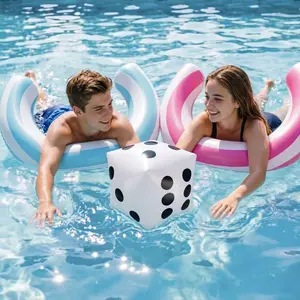 Youth Pool Game Float Set: 2pcs U-Shaped Inflatable Noodles with 12" Dice, Summer Water Fun & Social Props for Teens & Young Adults