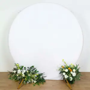 7.5ft White Round Spandex Fit Party Backdrop Stand Cover