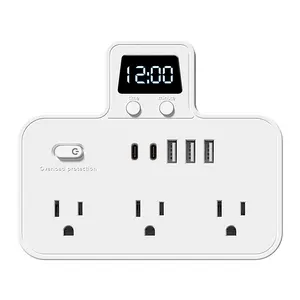 Power Strip Protector, Ac Outlet with USB Power Button, Tablet Plug, Desktop Charging Station Overload Protection Display, USB Multi Plug