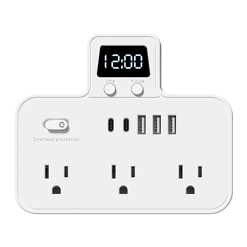 Power Strip Protector, Ac Outlet with USB Power Button, Tablet Plug, Desktop Charging Station Overload Protection Display, USB Multi Plug