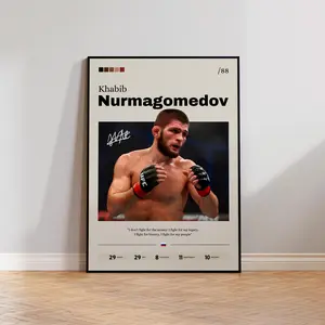 Khabib Nurmagomedov Poster Art Print, UFC Fighter Wall Decor, Mixed Martial Arts Poster, Sports Art, MMA Gift, Home Gym Decoration