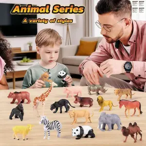 Realistic Wildlife Animal Models Set, Animal Series, Plastic Zoo Animals Toy, A Variety Of Styles, Montessori Educational Game, Suitable for Kids & Toddlers, 16-Piece Gift Pack