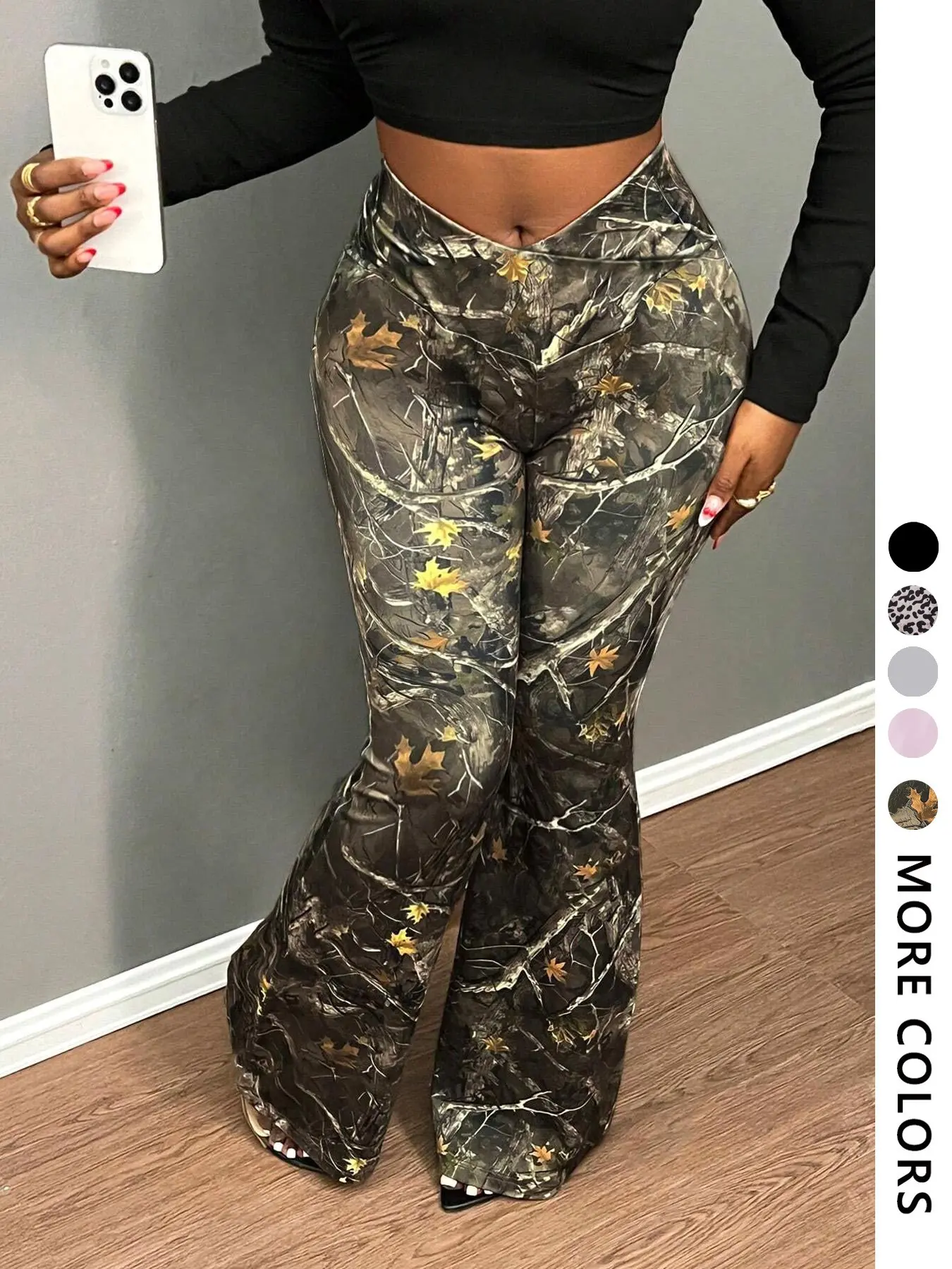 Women's Camo Leaf Print Sweatpants, Casual Comfy Trousers for Daily Wear, Ladies Bottoms for All Seasons, Casual Fashion Trousers, Casual Streetwear Pants, Casual Style Bottoms