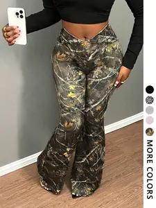 Women's Camo Leaf Print Sweatpants, Casual Comfy Trousers for Daily Wear, Ladies Bottoms for All Seasons, Casual Fashion Trousers