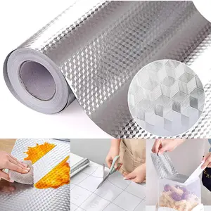 Kitchen Wallpaper Oil Proof Sticker Aluminum Foil Backsplash Self-Adhesive Contact Paper Cabinet Liner Waterproof and Heat Resistant Peel and Stick Wallpaper(15.7X118 Inches)