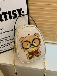 Women's Cute Bear Pattern Crossbody Bag, Fashionable Pu Leather Shoulder Bag for Daily Used, Casual Trendy Versatile High-quality Daily Commuting  Crossbody Bag for Women, Fashionable Chain Strap