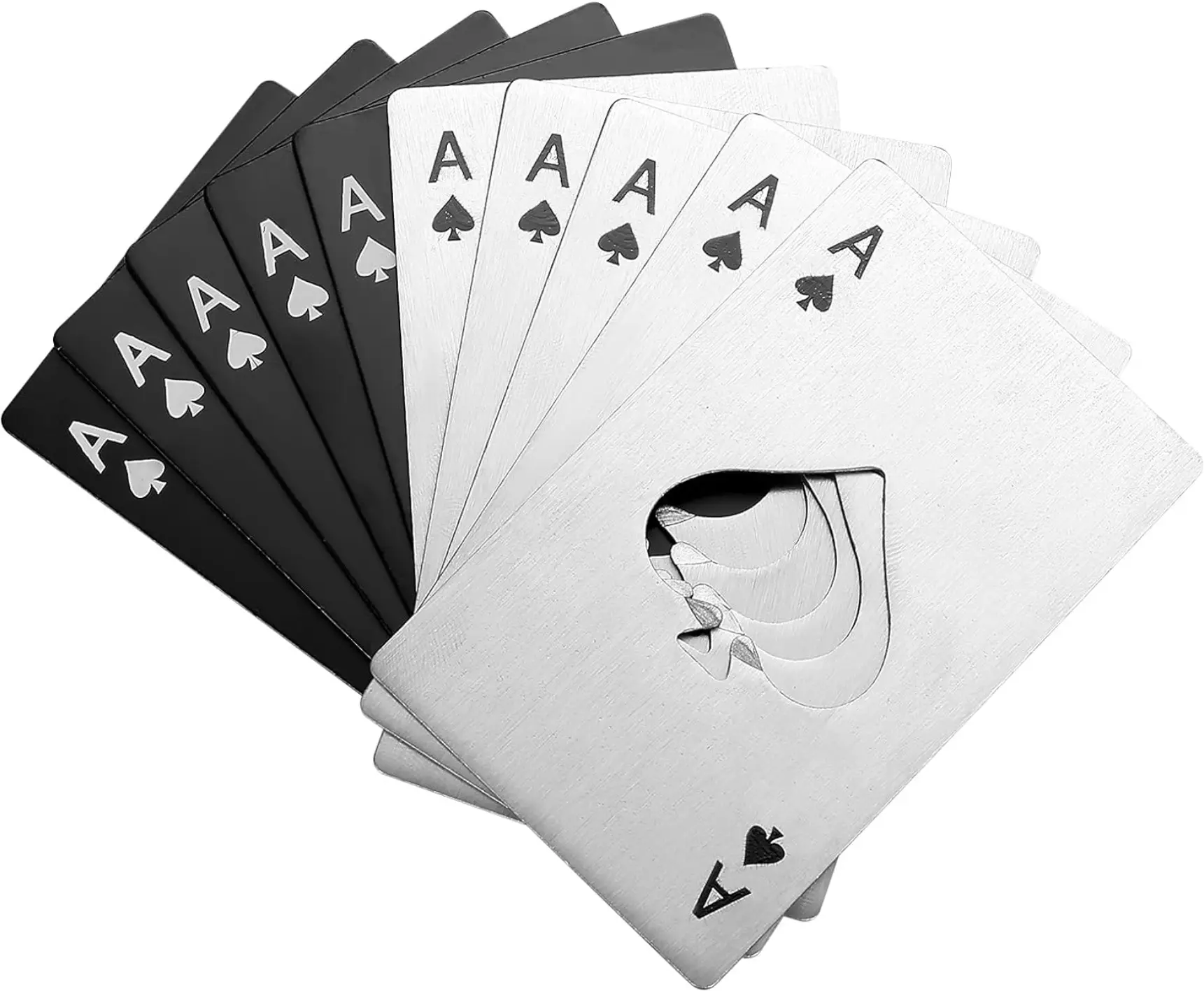 10 pack bottle openers, stainless steel credit card size, casino beer bottle openers, can also be used for wedding parties, groom and bridesmaid gifts, etc.