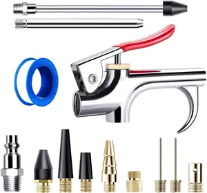 Air Blow  Kit 13 count, 1/4" Standard Quick Fitting, 10 Interchangable Air Nozzles and Tape, Air Compressor Accessory Tools for Dusting and Inflation