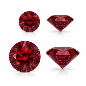 Round Pomegranate Red Moissanite | VVS1 Clarity, Traceable GRA Certificate jewelry gift woman eternity