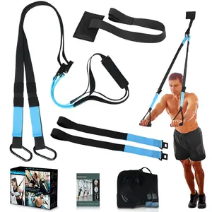 Bodyweight Fitness Resistance Suspension Kit Extension Strap Door Anchors, Powerlifting Strength Workout Straps Full Body Complete Home Gym Body Core Exercise