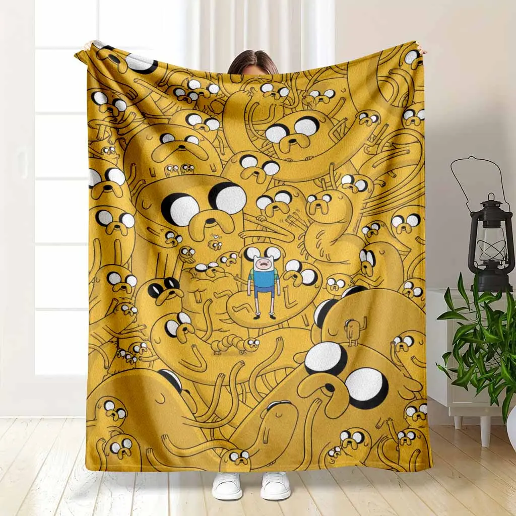 Yellow Cartoon Dog Pattern Flannel Blanket Anime Inspired Graphic Print Soft Plush Throw Ultra Cozy Lightweight Warm Breathable Bedding Perfect for Living Room Bedroom Sofa Couch Travel Camping Holiday Gift Decor