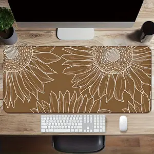 Bohemian Style Mouse Pad, Floral Pattern Non-Slip Rubber Desk Mat, Washable Large Gaming Mouse Pad, 35.4x15.7 Inches, Office, School, Home, Office Desk Accessories
