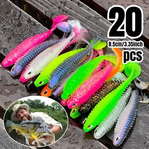 20pcs Paddle Tail Swimbait 8.5cm/3.35inch Soft Bait, Fishing Lure for Trout and Bass, Swimmer, Suitable for Saltwater and Freshwater, A Gift for Fishing Enthusiasts