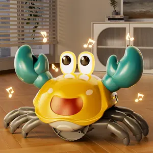 Sensory Fun Moving Crab Toy with Sound and light for Kids, Birthday Gifts for Boys Girls,Interactive Musical Crawling Crab Toy with LED Light Up Electronic Sensing Technology & Music for Kids, Crawling Crab Toy, Walking and Dancing Crab Toy