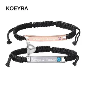 Adjustable Couple Bracelet Set, Heart Rate Bracelet & Rose Gift Box, Fashion Bracelet for Couples, Daily Clothing Decor, Trendy All-match & Exquisite Jewelry for Birthday Love Gift, Heart Charm Bracelet