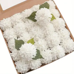 Artificial Dahlia Flowers 25/50pcs Real Looking Ivory Foam Fake Roses with Stems for DIY Wedding Bouquets White Bridal Shower Centerpieces Floral Arrangements Party Tables Home Decoration， Giant Dahlias, Chrysanthemums & Pom-Poms,(No Box Included)