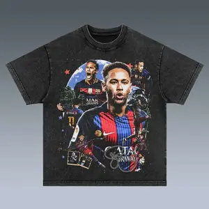 Vintage Neymar Graphic T-Shirt Barcelona Soccer Tee Football Streetwear Unisex Shirt Gift for Fans