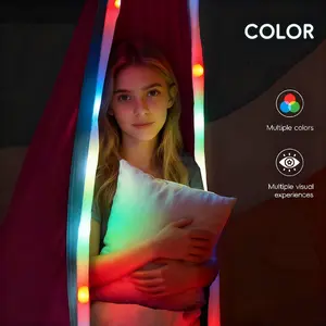 LED Glowing Adult Inflatable Hanging Swing, Ceiling Mount Accessories & Manual Air Pump Included, Vibrant LED Lights, Perfect Holiday Gift