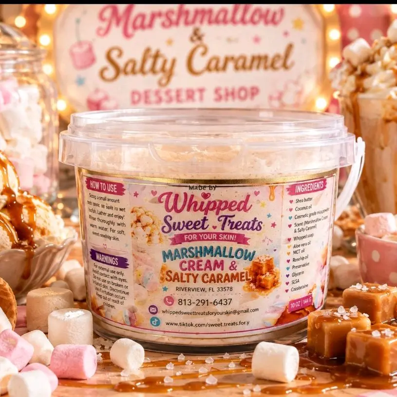 Marshmallow cream and Salty Caramel whipped soap Marshmallow cream and Salty Caramel whipped soap