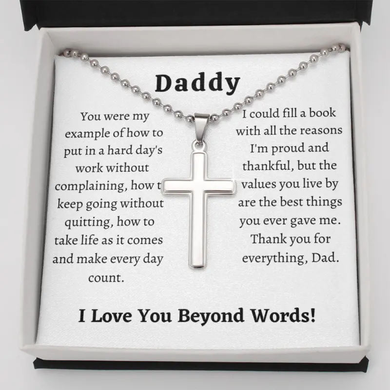 Dad Birthday Gifts, Personalized Father's Day Gift from Daughter, Father Daughter Gift, Custom Engraving Cross Necklace, To My Dad Gift 5 Personalized Jewelry, Custom Message Card, Gift Box