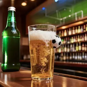 Novelty Soccer Ball Embedded Glass Cup - Ideal for Game Day, Bars, and Gifts