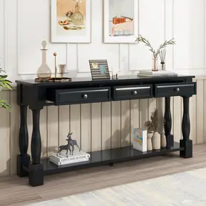 TREXM Console Table 63" Long Console Table with Drawers and Shelf for Entryway, Hallway, Living Room