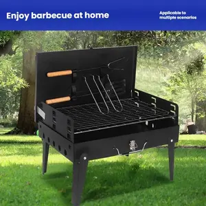 Portable Foldable Outdoor BB0 Grill with Windshield Lightweight Cast Iron ofor Indoor & Outdoor Use No Assembly Required Charcoal Wood Compatible