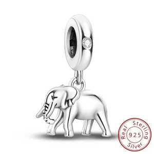 MULA 925 Sterling Silver Elephant Pendant | Sparkling Zircon Pendant Inspired by Nature | Elegant Wildlife Jewelry for Animal Lovers | Suitable for Pandora Bracelets and Necklaces | Gift for Women and Girls