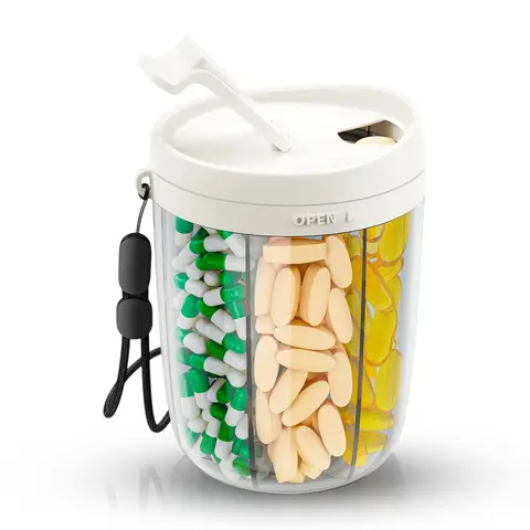 Large Supplement Organizer Bottle, Holds Plenty of Vitamins in 1 Monthly Pill Dispenser with Anti-Mixing & Wide Openings Design, Easy to Retrieve Meds, includes 20 Pcs Stick-on Label Healthcare Aid