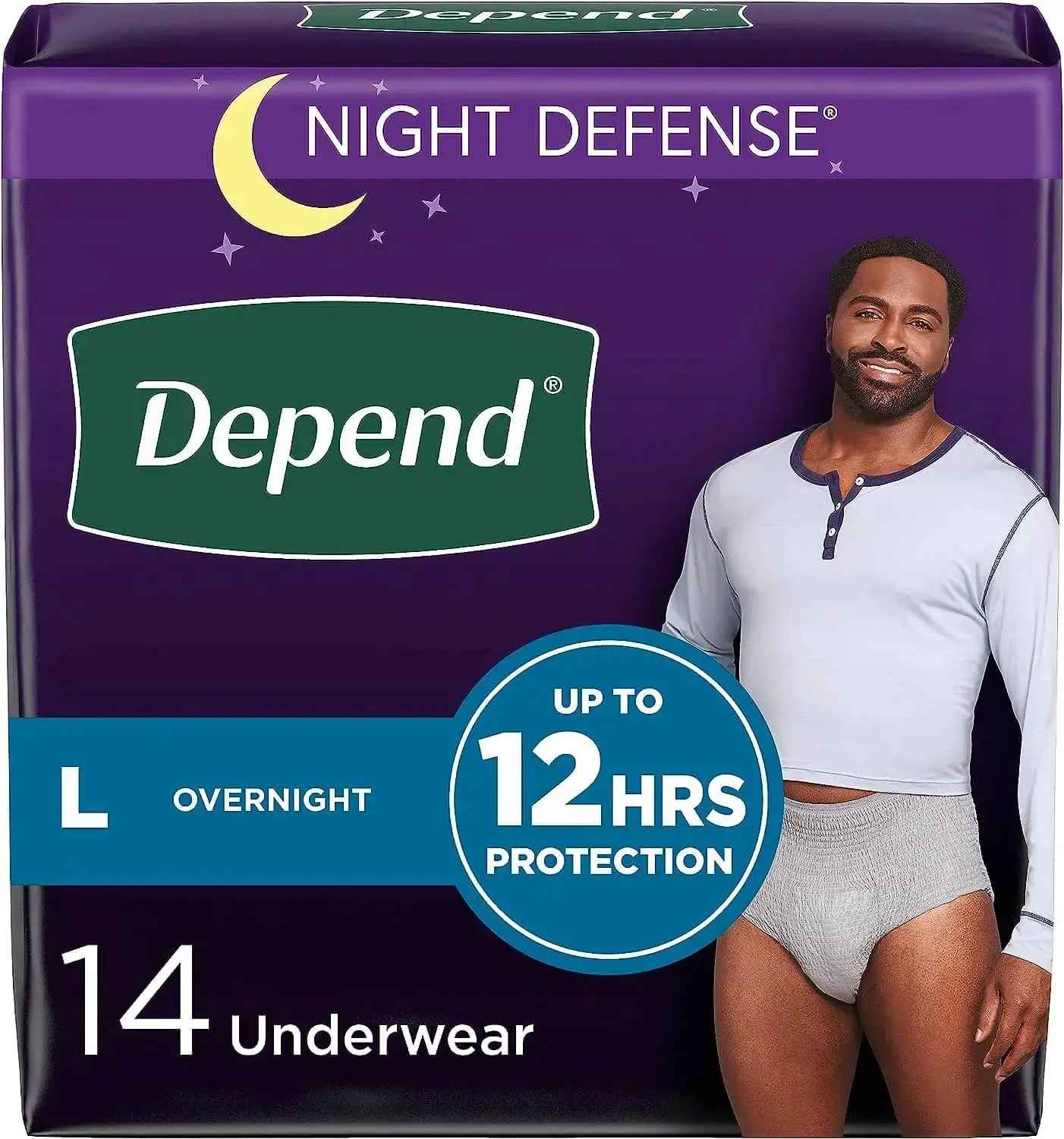 Depend Night Defense Underwear for Men, Large, #55157