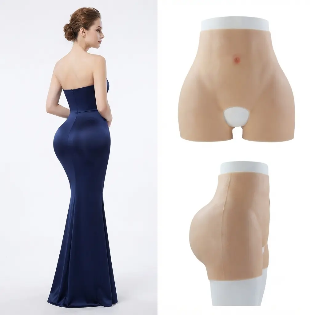 Seamless shaping panties for an evening fish-tail dress—soft, safe, skin-friendly silicone panties with 360° high elasticity compression that tightens the waist and securely enhances the buttocks, leaving no visible marks under satin fabric. Shapewear Pan