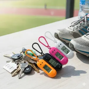 Digital Clock Keychain - Portable Oval Timekeeper Key Fob, Multi-Function Electronic Watch for Kids Time Management, Learning Timer, Accessory