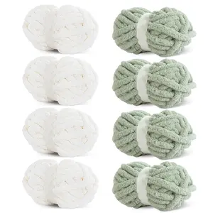 HOMBYS Chunky Chenille Yarn – 8 Pack Jumbo Yarn for Crochet Blankets & DIY Crafts