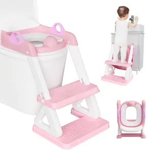 BabyBond 2-in-1 New Toddler Toilet Seat with Step Stool, Non-Slip Design, Adjustable Height Baby Potty Trainer with Safety Handles, Splash Guard for Boys and Girls, #SummerVibes