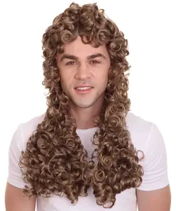 Men's 18th Century Colonial Judge Wig Brown Vintage Nobleman Style- Retardant Synthetic Fiber